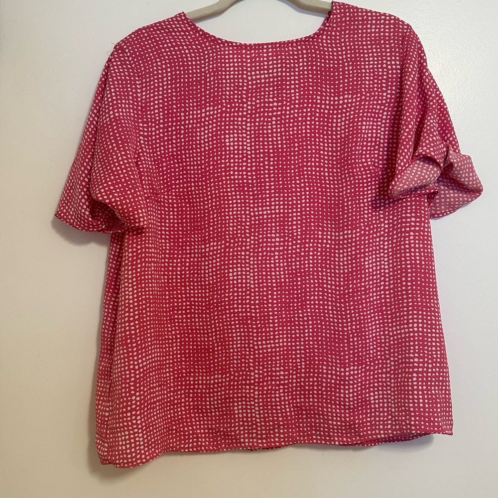 Shein spotted hot pink short sleeve blouse